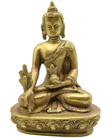 Statua Metallo Buddha della Medicina in ottone. Prodotto in Nepal