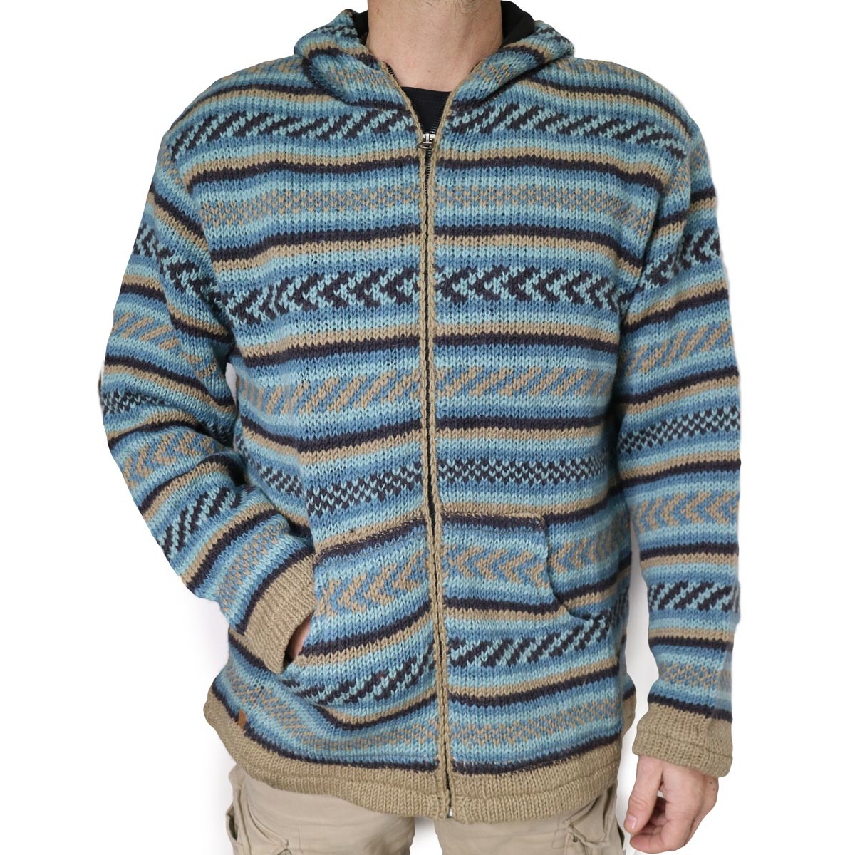 Acquista Maglione lana azzurro beige su Karmashop.it